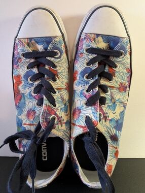 Converse Floral Canvas Low-Top Sneakers - Navy, Red, Blue, Cream